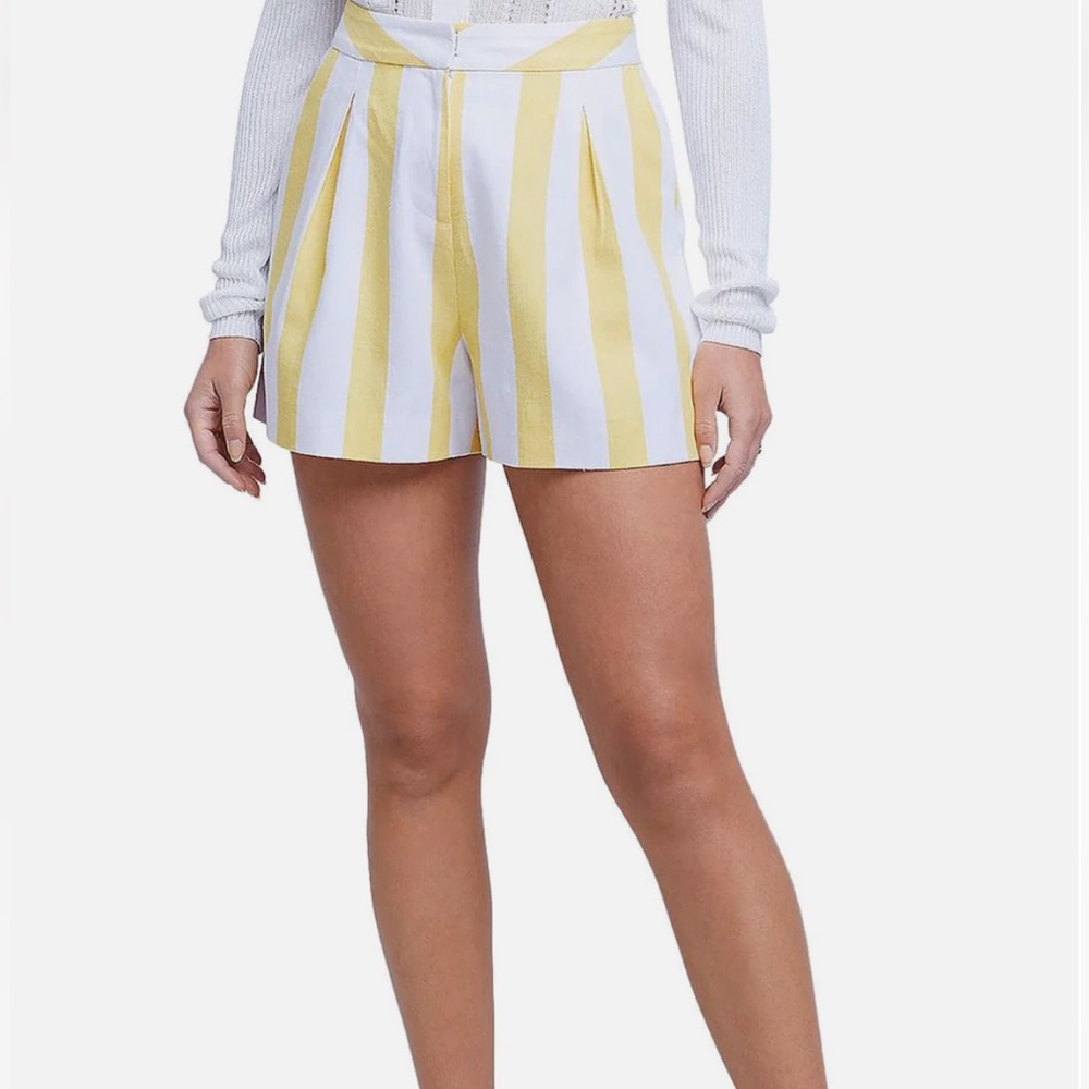 NWOT L’Agence Vittoria Womens Striped Pleated Flat Front shorts size 0